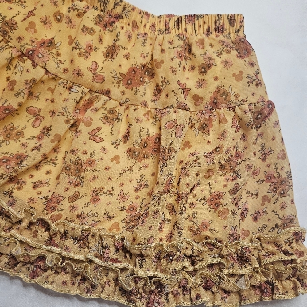Disney Junior Minnie Girls Yellow And Pink Ruffled Skirt Size 4T - Picture 2 of 12